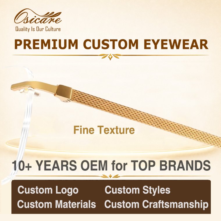Fine texture on a custom temple — matt grain with a consistent finish