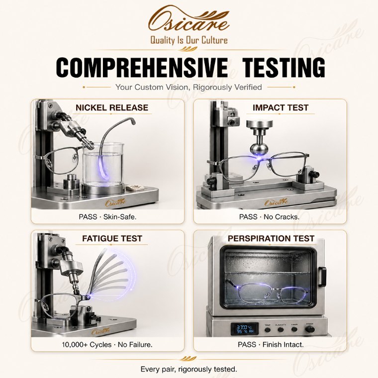 Comprehensive testing: nickel release, impact, fatigue and perspiration